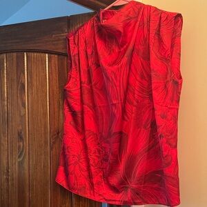 Olivaceous Vibrant Red Floral Blouse